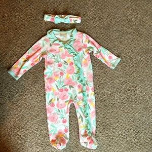 Floral Footie w/ Headband